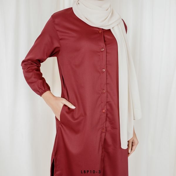 Long Casual Blouse in Maroon (LBP10-3) - Image 3