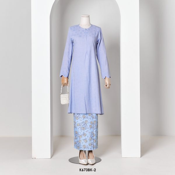 Bella Kurung 2.0 Scallop in Dusty Blue (K673BK-2)