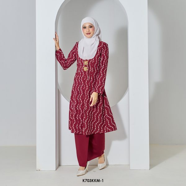 Kebarung Kalthom Sulam in Maroon (K703KKM-1) - Image 3