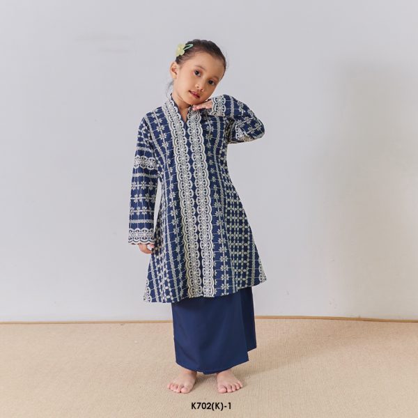 Kebarung Kalthom Sulam Kids in Dark Blue (K702(K)-1) - Image 3