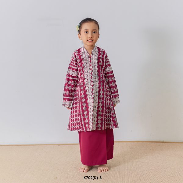 Kebarung Kalthom Sulam Kids in Maroon (K702(K)-3)