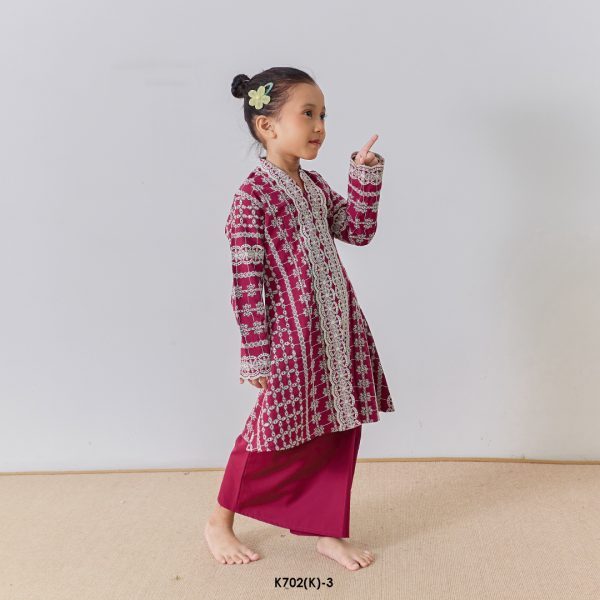 Kebarung Kalthom Sulam Kids in Maroon (K702(K)-3) - Image 2