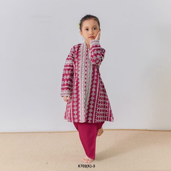 Kebarung Kalthom Sulam Kids in Maroon (K702(K)-3) - Image 3