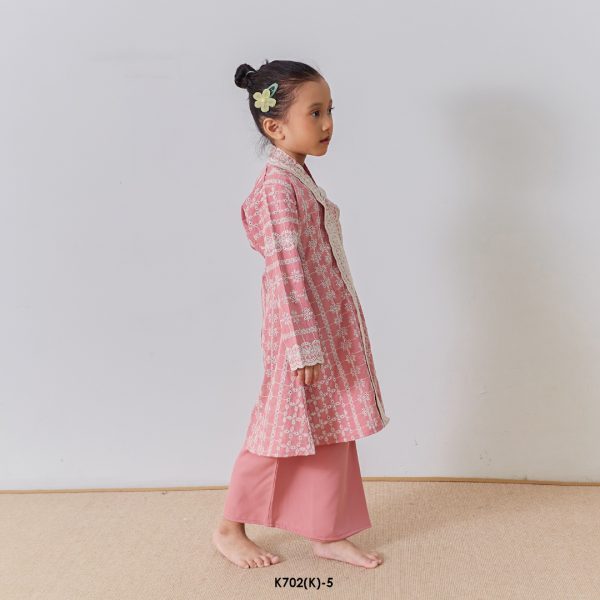 Kebarung Kalthom Sulam Kids in Coral Pink (K702(K)-5) - Image 2