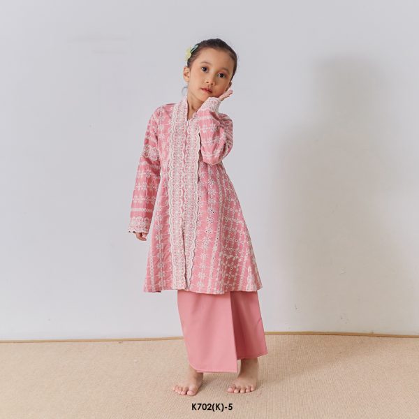 Kebarung Kalthom Sulam Kids in Coral Pink (K702(K)-5) - Image 3