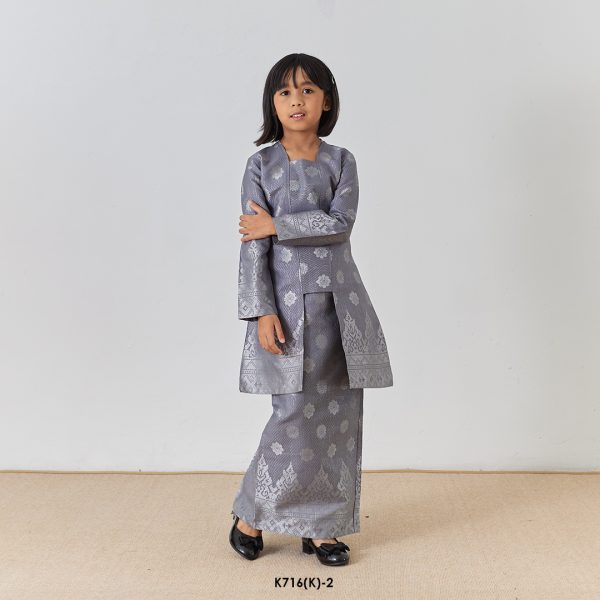 Kebaya Wilda Kids in Gray (K716(K)-2) - Image 2