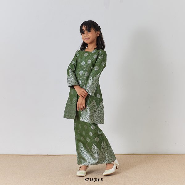 Kebaya Wilda Kids in Army Green (K716(K)-5) - Image 2