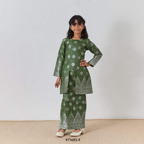 Kebaya Wilda Kids in Army Green (K716(K)-5) - Image 3