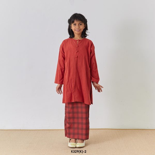 Rosie Kurung Kids in Vermillion Red (K329(K)-2)