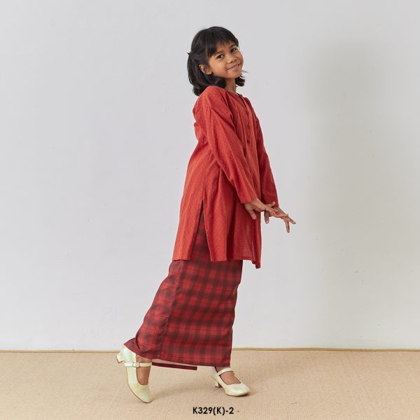 Rosie Kurung Kids in Vermillion Red (K329(K)-2) - Image 2