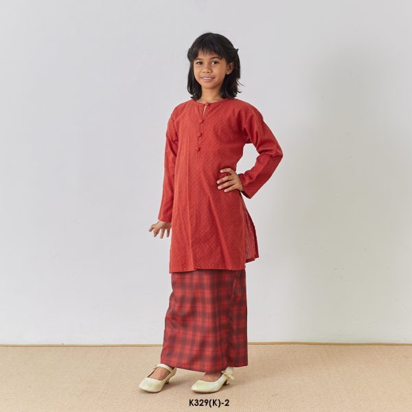 Rosie Kurung Kids in Vermillion Red (K329(K)-2) - Image 3