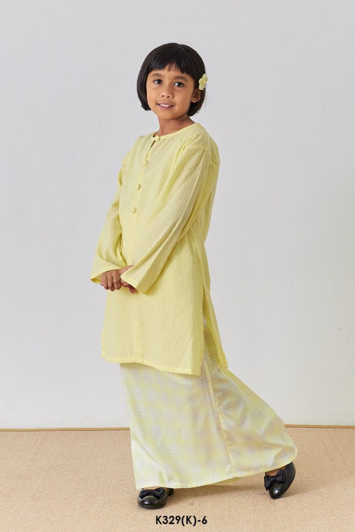 Rosie Kurung Kids in Pastel Yellow (K329(K)-6)