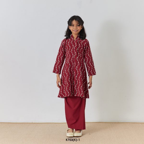 Kebarung Kalthom Sulam Kids in Maroon (K703(K)-1)