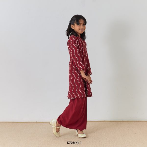 Kebarung Kalthom Sulam Kids in Maroon (K703(K)-1) - Image 3