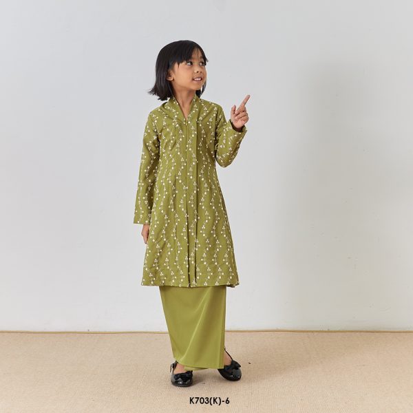 Kebarung Kalthom Sulam Kids in Olive (K703(K)-6) - Image 3