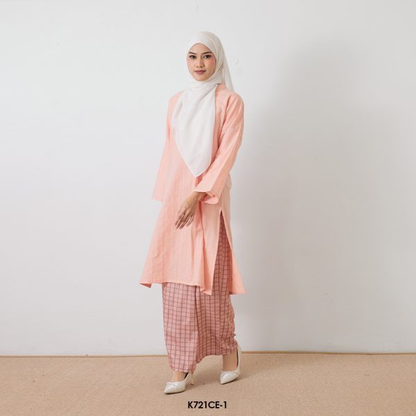 Cassie Kurung in Salmon (K721CE-1) - Image 3