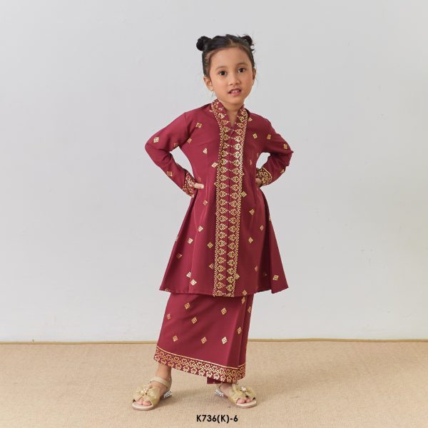 Kebarung Kalthom Glitter Kids in Maroon (K736(K)-6) - Image 3