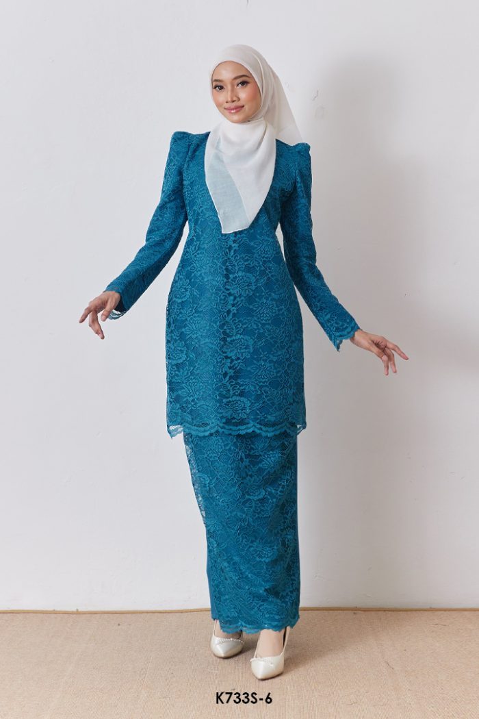 Sally Kurung Puff Lace in Cobalt Aqua (K733S-6)