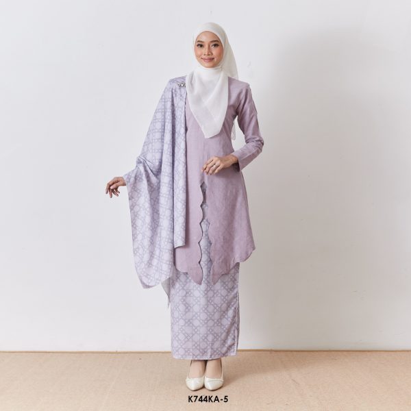 Kebaya Anggun 2.0 With Shawl in Faded Purple (K744KA-5)