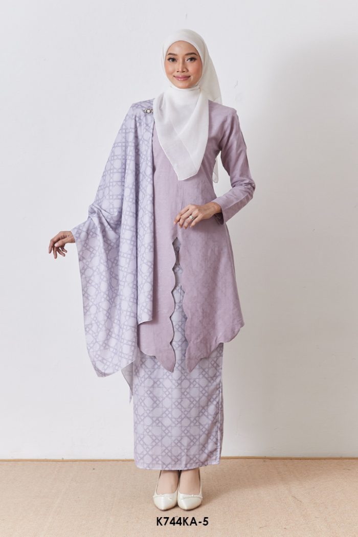 Kebaya Anggun 2.0 With Shawl in Faded Purple (K744KA-5)