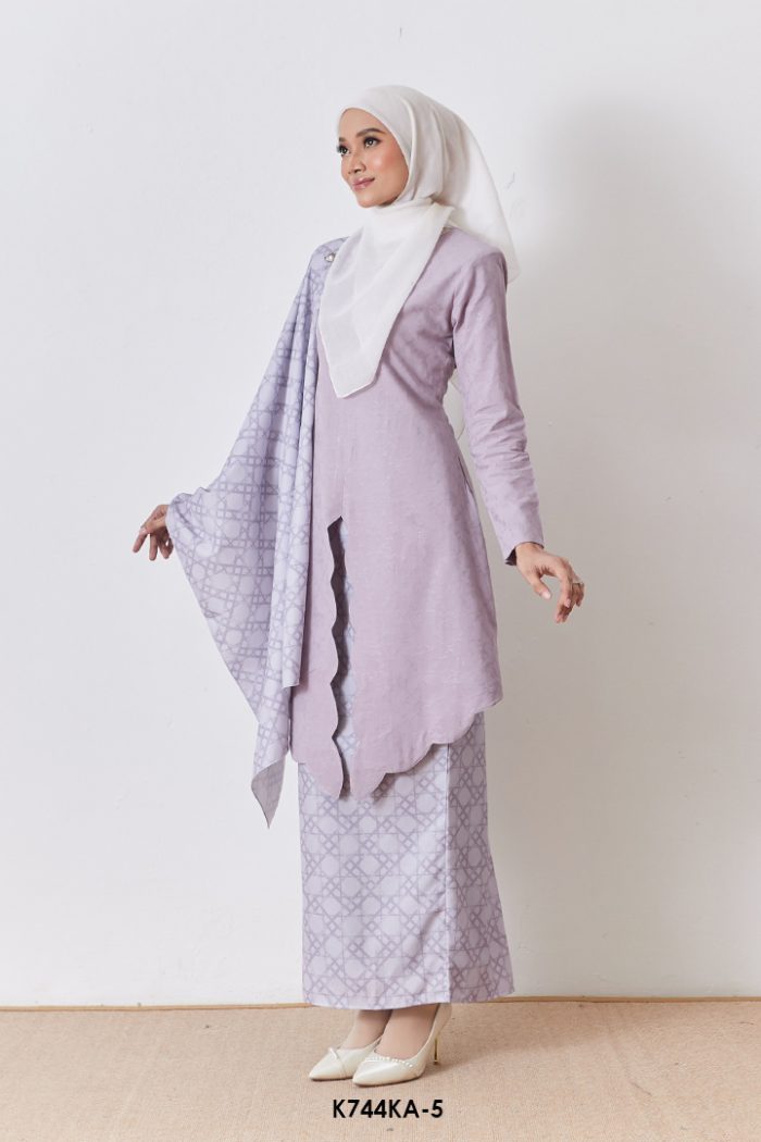 Kebaya Anggun 2.0 With Shawl in Faded Purple (K744KA-5)