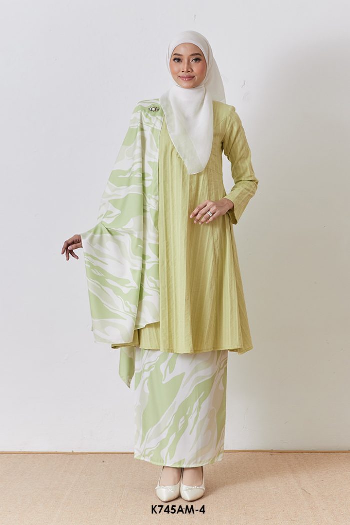 Ameera Kurung With Shawl in Light Green (K745AM-4)