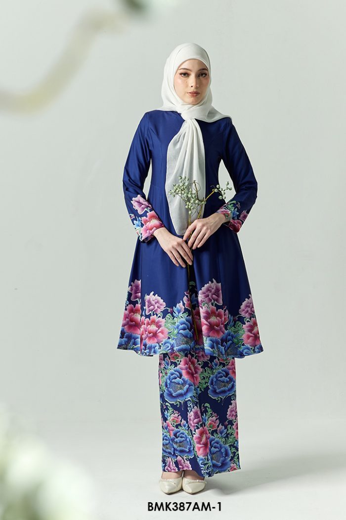 Ameera Kurung in Dark Blue (BMK387AM-1)