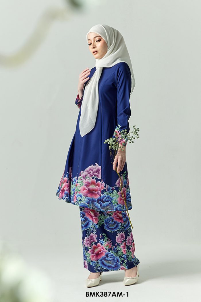 Ameera Kurung in Dark Blue (BMK387AM-1)