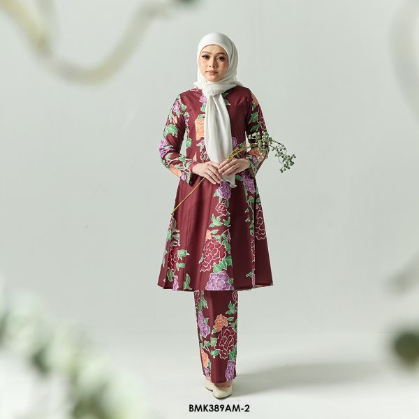 Ameera Kurung in Dark Maroon (BMK389AM-2)