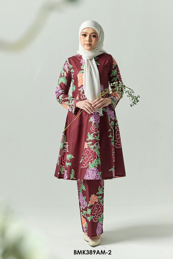 Ameera Kurung in Dark Maroon (BMK389AM-2)