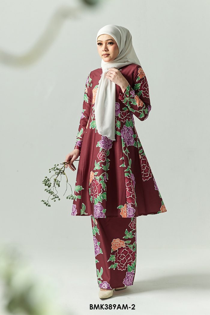 Ameera Kurung in Dark Maroon (BMK389AM-2)