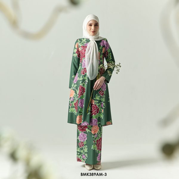 Ameera Kurung in Hunter Green (BMK389AM-3)