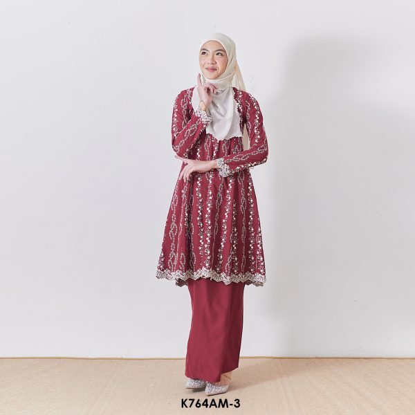 Ameera Kurung in Burgundy (K764AM-3)