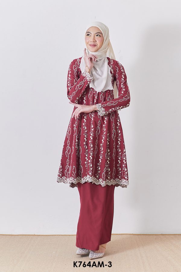 Ameera Kurung in Burgundy (K764AM-3)