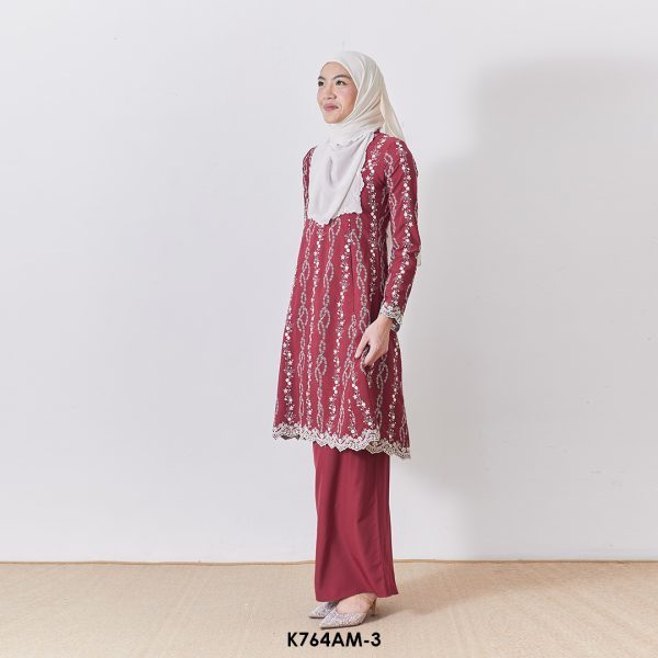 Ameera Kurung in Burgundy (K764AM-3) - Image 2