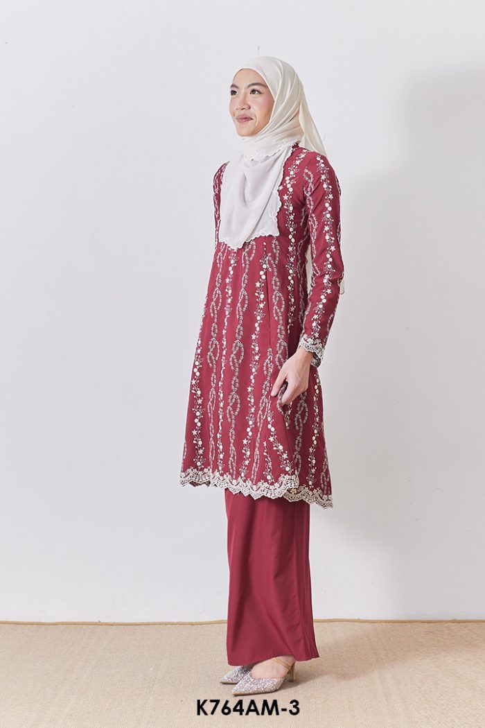 Ameera Kurung in Burgundy (K764AM-3)