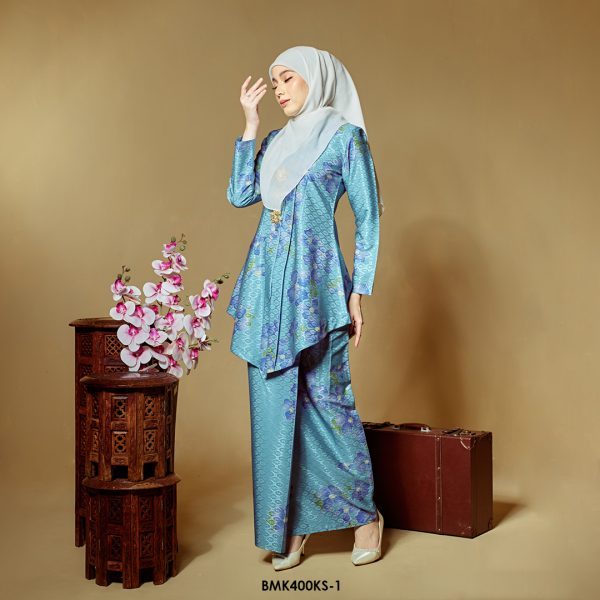 Kebaya Saloma in Aqua Blue (BMK400KS-1) - Image 2