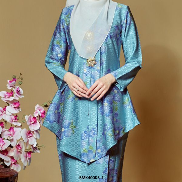 Kebaya Saloma in Aqua Blue (BMK400KS-1) - Image 3