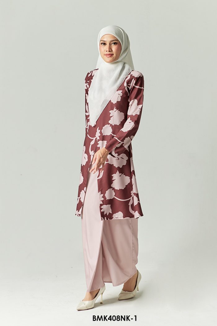 Nerissa Kurung in Dark Maroon (BMK408NK-1)