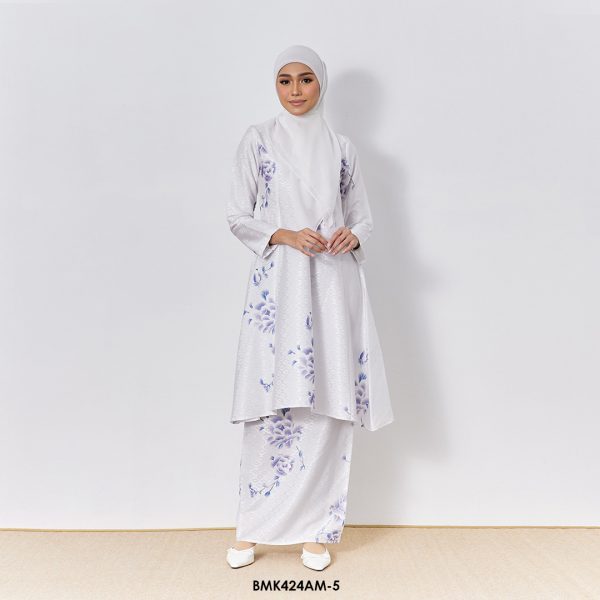 Ameera Kurung in Pearl White (BMK424AM-5)