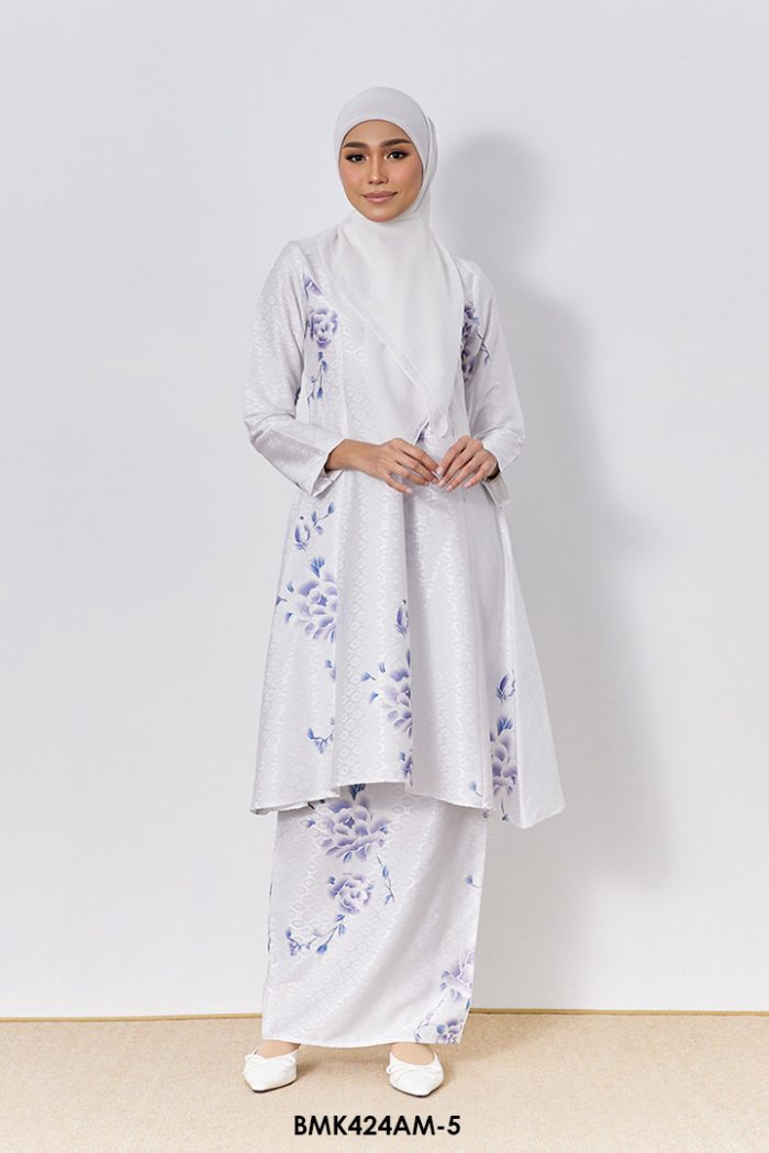 Ameera Kurung in Pearl White (BMK424AM-5)