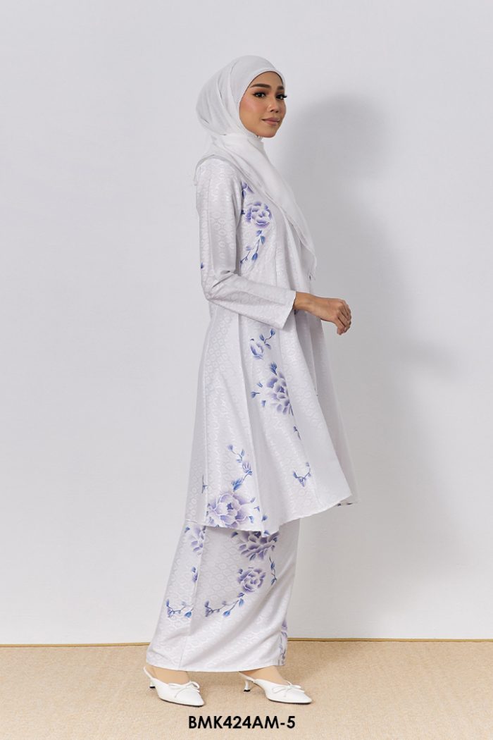 Ameera Kurung in Pearl White (BMK424AM-5)