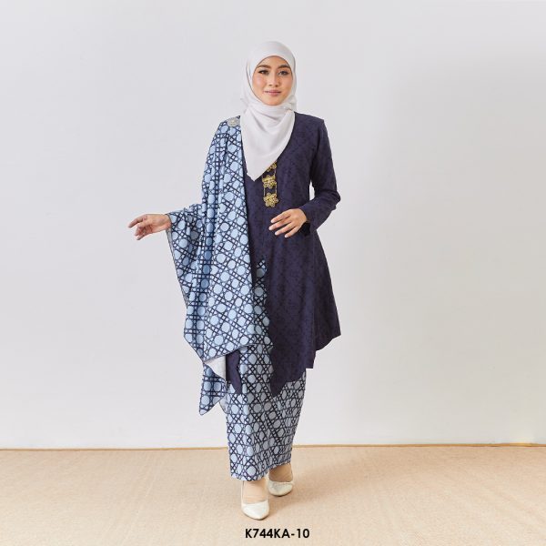 Kebaya Anggun 2.0 With Shawl in Blue Black (K744KA-10)