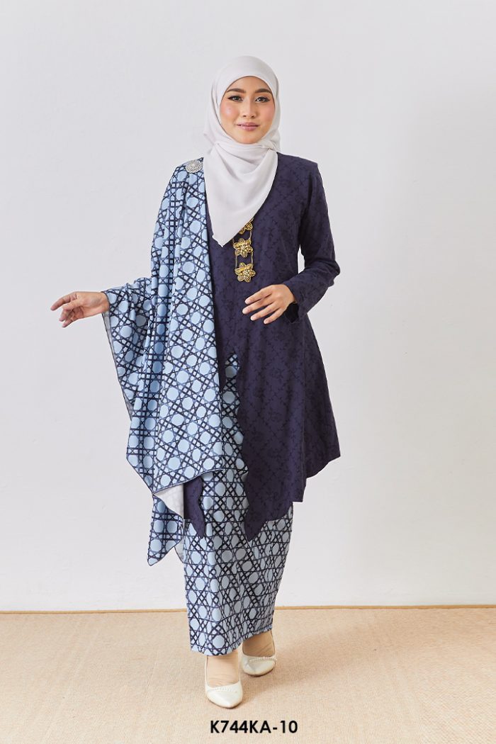 Kebaya Anggun 2.0 With Shawl in Blue Black (K744KA-10)