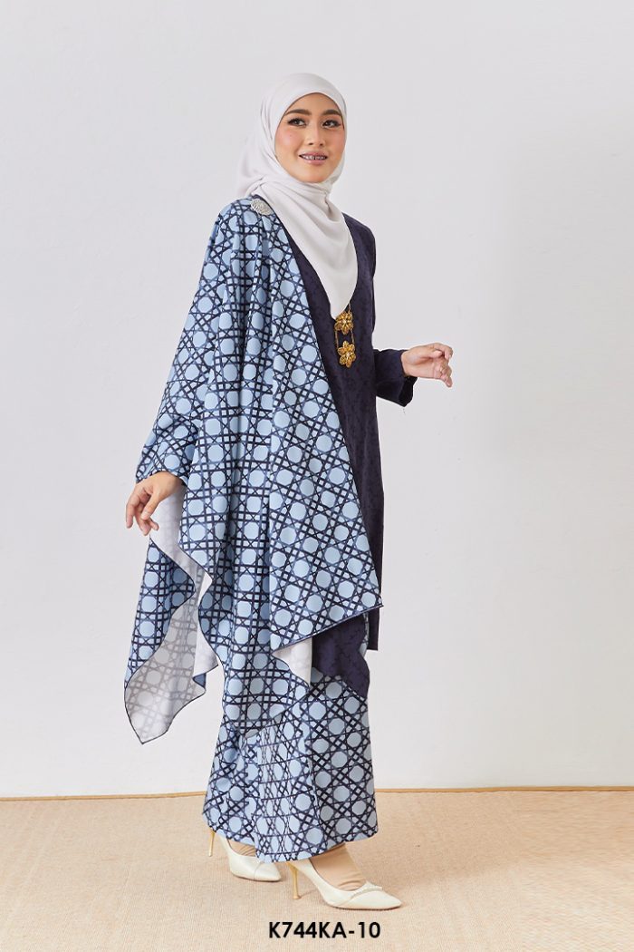 Kebaya Anggun 2.0 With Shawl in Blue Black (K744KA-10)