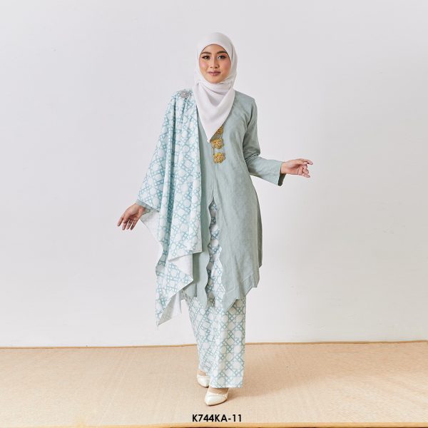 Kebaya Anggun 2.0 With Shawl in Seafoam Green (K744KA-11)