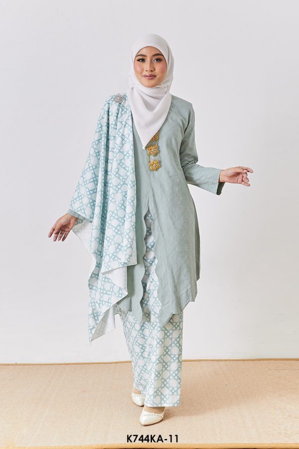 Kebaya Anggun 2.0 With Shawl in Seafoam Green (K744KA-11)