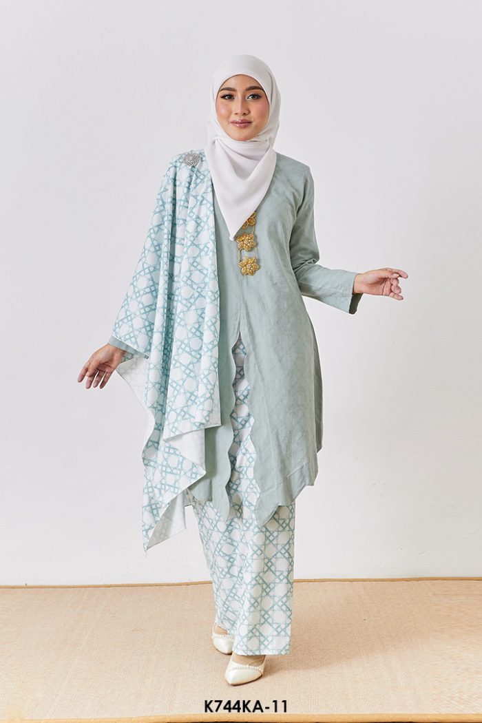 Kebaya Anggun 2.0 With Shawl in Seafoam Green (K744KA-11)