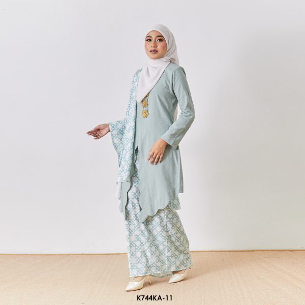 Kebaya Anggun 2.0 With Shawl in Seafoam Green (K744KA-11) - Image 2