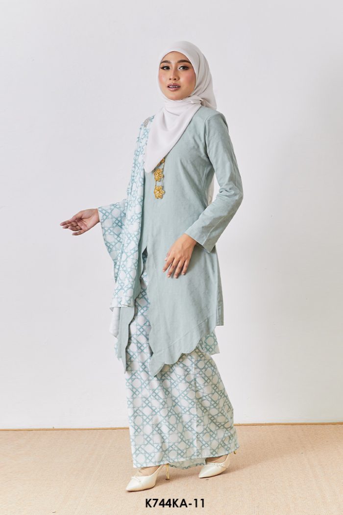 Kebaya Anggun 2.0 With Shawl in Seafoam Green (K744KA-11)